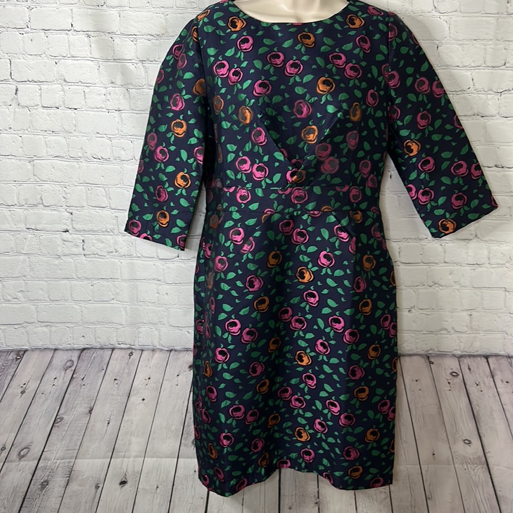 Gyalwana NAvy Blue Floral Embossed Dress With Pockets  XL